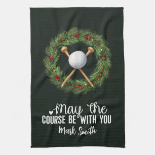 Golf-Weihnachtsmotiv für Golfer Geschirrtuch