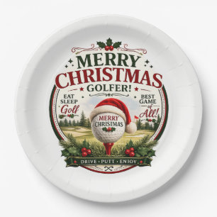 Golf-Weihnachtsmotiv für Golfer Pappteller