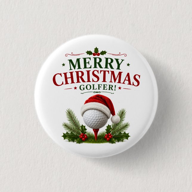 Golf-Weihnachtsthema für Golfer Button (Vorderseite)
