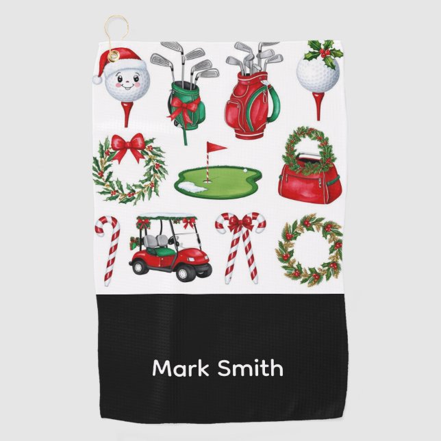 Golf-Weihnachtsthema   Golfhandtuch (Vorderseite)