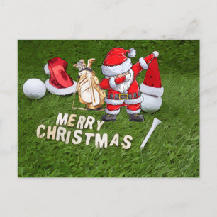 Golf Weihnachtsurlaub und Golfball Weihnachtsmann  Feiertagspostkarte