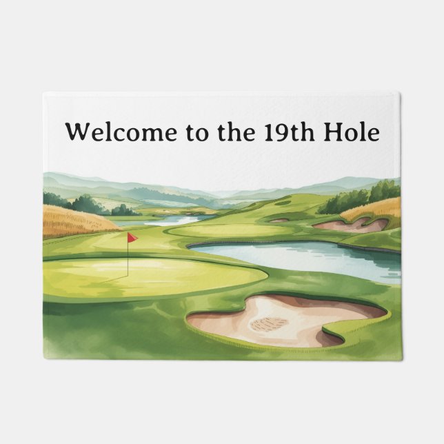 Golf Welcome to golfer home with golf course view Fußmatte (Vorderseite)