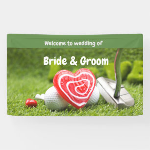 Golf Willkommen bei der Hochzeit mit Golfball und  Banner