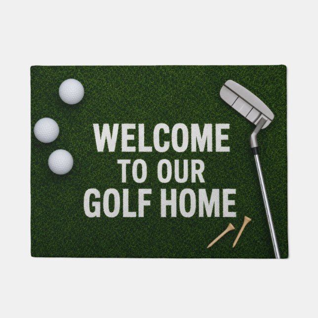 Golf Willkommen mit Golfball und Tee Fußmatte (Vorderseite)