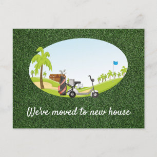 Golf wir sind in das neue Haus umgezogen Feiertagspostkarte