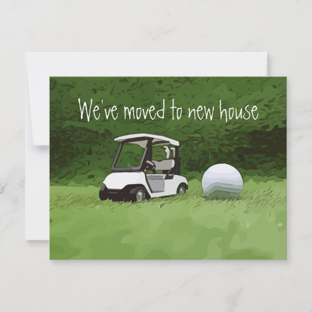 Golf wir sind in neues Haus mit Golf auf Grün umge Ankündigung (Vorderseite)