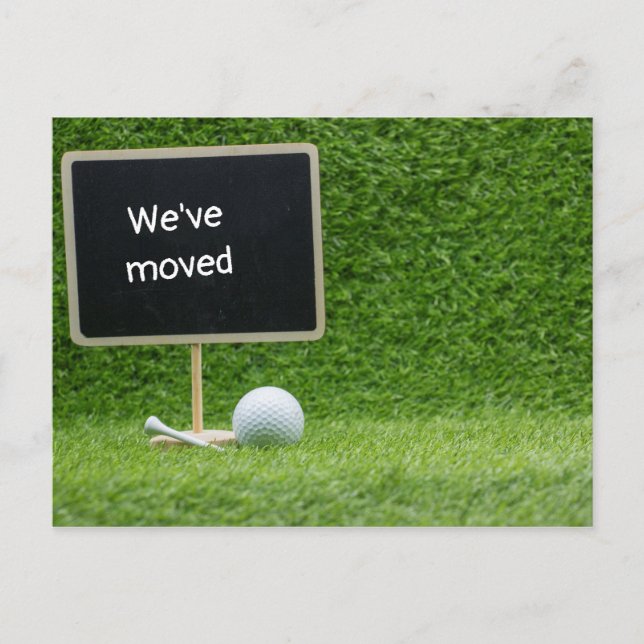 Golf wir sind in neues Haus mit Golf Card umgezoge Postkarte (Vorderseite)