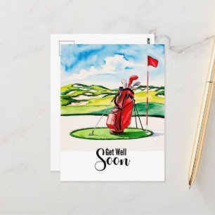 Golf wird bald gesund mit Golftasche, die grün wir Postkarte
