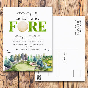 Golf wird Fore Zeit zum Par-tee 4. Geburtstag Postkarte