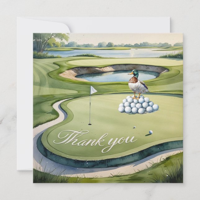 Golf with text on golf course watercolor style dankeskarte (Vorderseite)