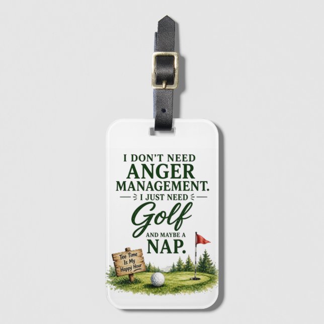 Golf-Witze für das Ärger-Management von Golfern Gepäckanhänger (Vorderseite Vertikal)