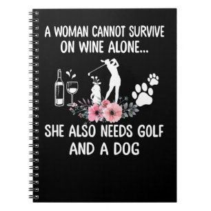 Golf Woman Golf Dog Golf und Wein Golf Geschenk F Notizblock
