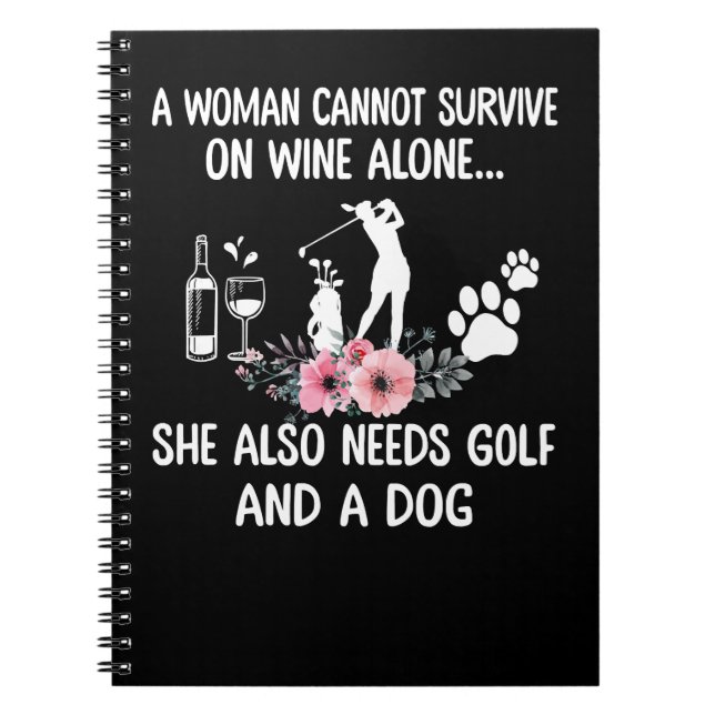 Golf Woman Golf Dog Golf und Wein Golf Geschenk F Notizblock (Vorderseite)