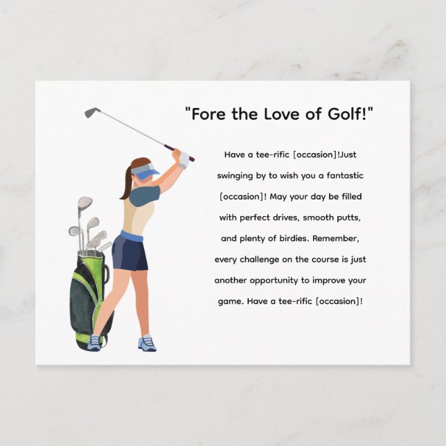 Golf Woman Golfer ist Golfspielen Postkarte (Vorderseite)