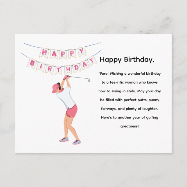 Golf Woman Golfer ist Golfspielen Postkarte (Vorderseite)
