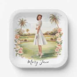Golf Woman golfer on golf course Bridal Pappteller