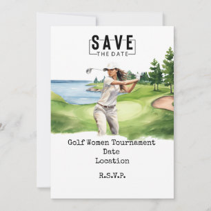 Golf Woman Party Save the Date Einladung