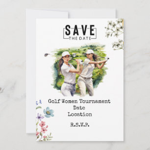 Golf Woman Party Save the Date Einladung