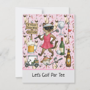 Golf Woman Thema für Junggeselinnen-Abschied Pink Postkarte