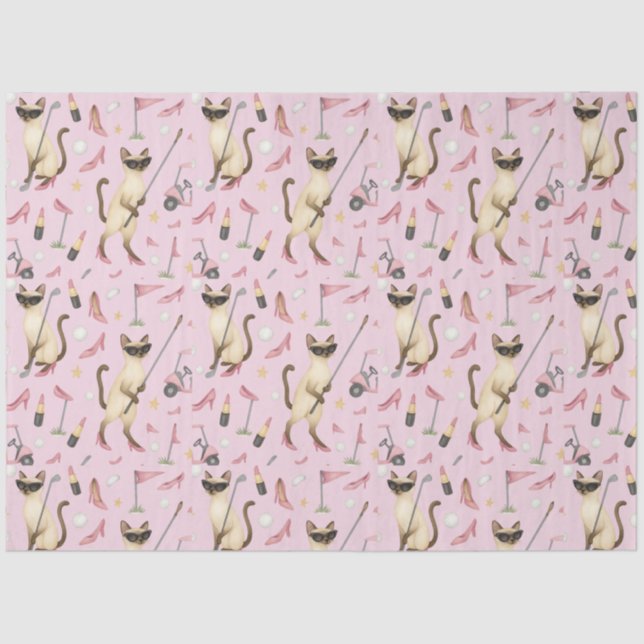 Golf Woman Thema für Junggeselinnen-Abschied Pink Seidenpapier (Vorderseite)