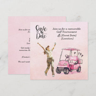 Golf Woman Turnier Rosa Thema Einladung