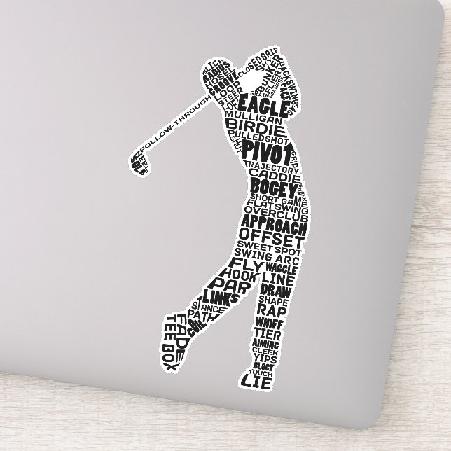 Golf Word Art, Golftypografie Aufkleber (Detail)