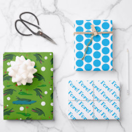 Golf Wrapping Paper Flat Sheet Set 3 Geschenkpapier Set