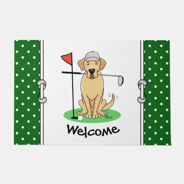 Golf Yellow Labrador Retriever (Yel 3) Hund - Nied Fußmatte (Vorderseite)