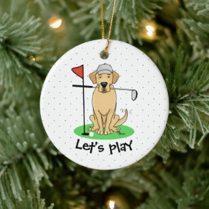 Golf Yellow Labrador Retriever (Yel 3) Hund - Nied Keramik Ornament