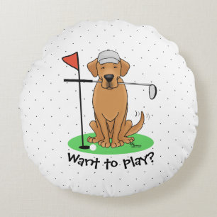 Golf Yellow Labrador Retriever (Yel 5) Hund - Nied Rundes Kissen