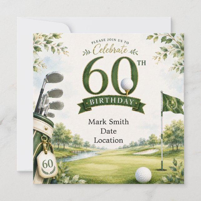 Golf zum 60. Geburtstag  Einladung (Vorderseite)