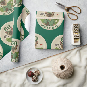 Golf zum 60. Geburtstag für Golfer Geschenkpapier