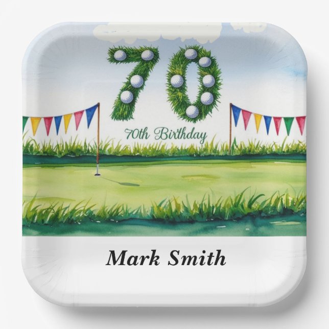Golf zum 70. Geburtstag für Golfer Pappteller (Vorderseite)