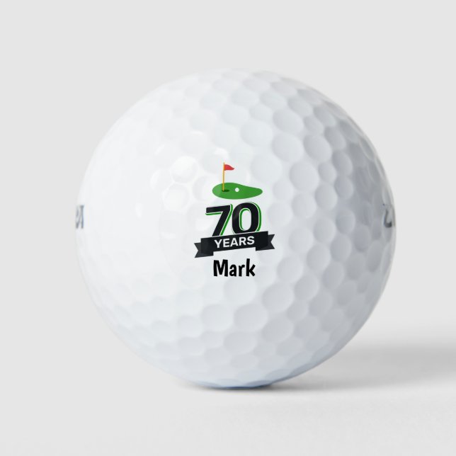 Golf zum 70. Geburtstag mit Golf Flag Golfball (Vorderseite)