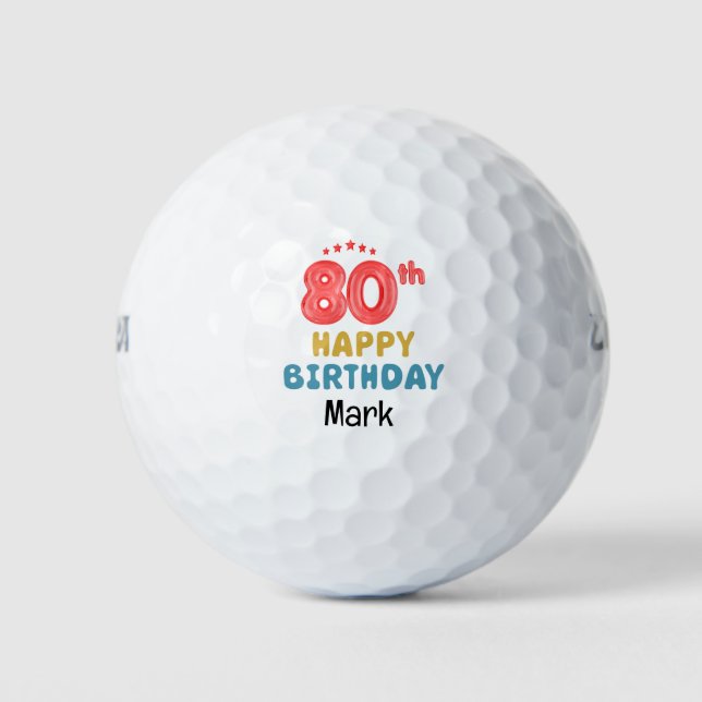 Golf zum 80. Geburtstag für Golfer Golfball (Vorderseite)