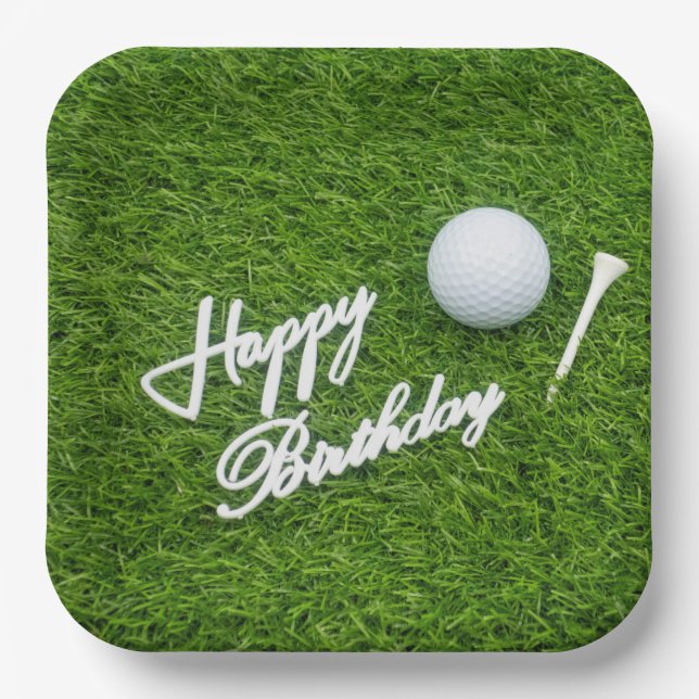 Golf zum Geburtstag des Golfers mit Golfball Pappteller (Vorderseite)