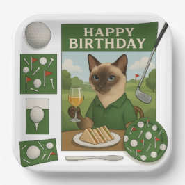 Golf zum Geburtstag Thema für Katzen Liebhaber Pappteller