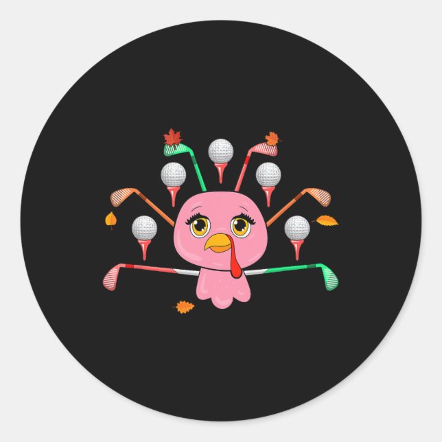 Golfausrüstung als Erntedank Türkei Kostümspiel Runder Aufkleber (Vorderseite)