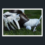 Golfausrüstung Poster<br><div class="desc">Golfausrüstung auf Gras</div>