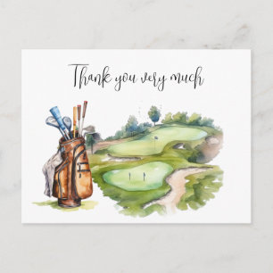 Golfbag auf Golfplatz-Aquarell für Golfer Postkarte
