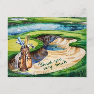 Golfbag auf Golfplatz-Aquarell für Golfer Postkarte