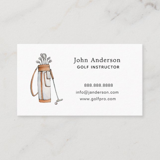 Golfbag Golf Coach Business Card Visitenkarte (Vorderseite)