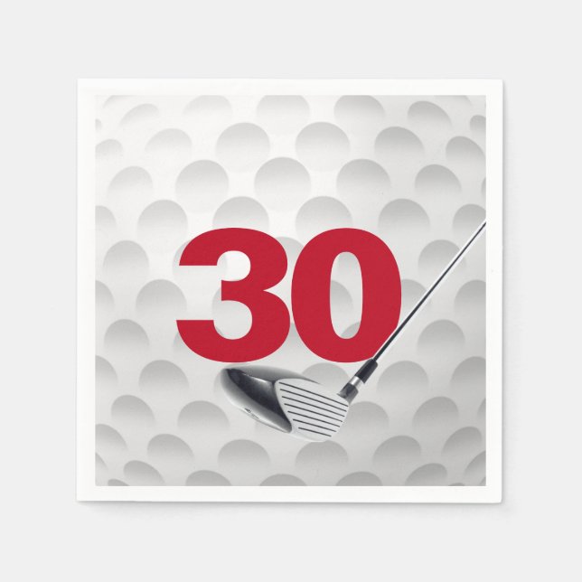 Golfball 30. Geburtstag Serviette (Vorderseite)