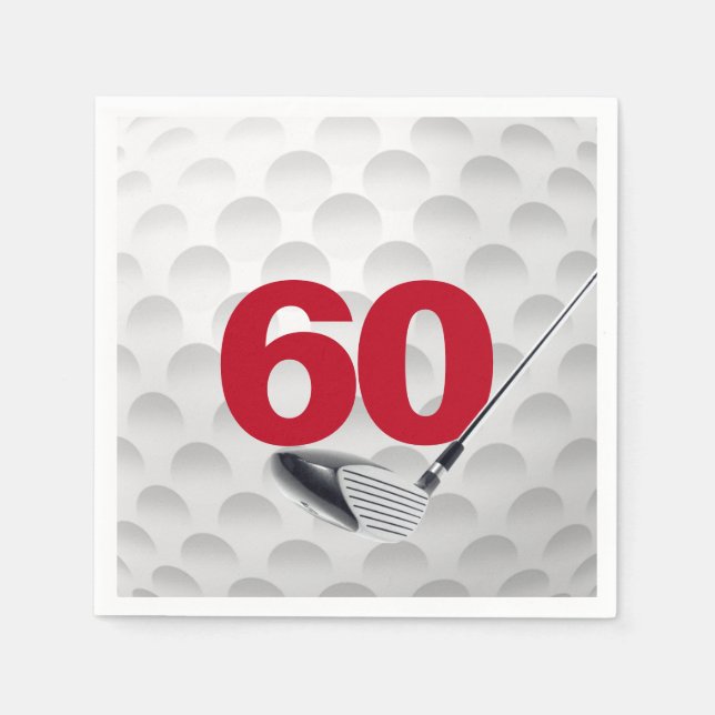 Golfball 60. Geburtstag Serviette (Vorderseite)