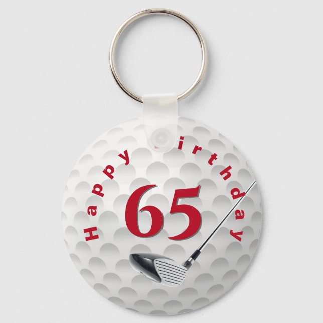 Golfball 65. Geburtstag Schlüsselanhänger (Vorderseite)