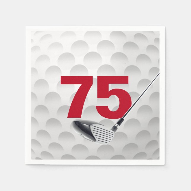 Golfball 75. Geburtstag Serviette (Vorderseite)