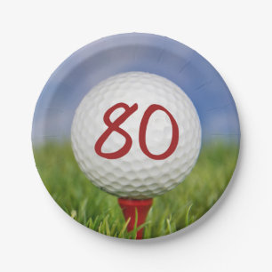 Golfball 80. Geburtstag Pappteller