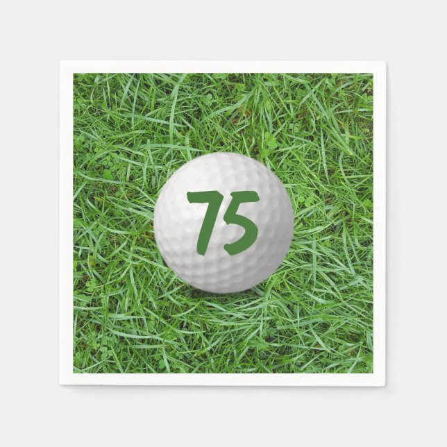 Golfball am 75. Geburtstag auf Grass Napkins Serviette (Vorderseite)
