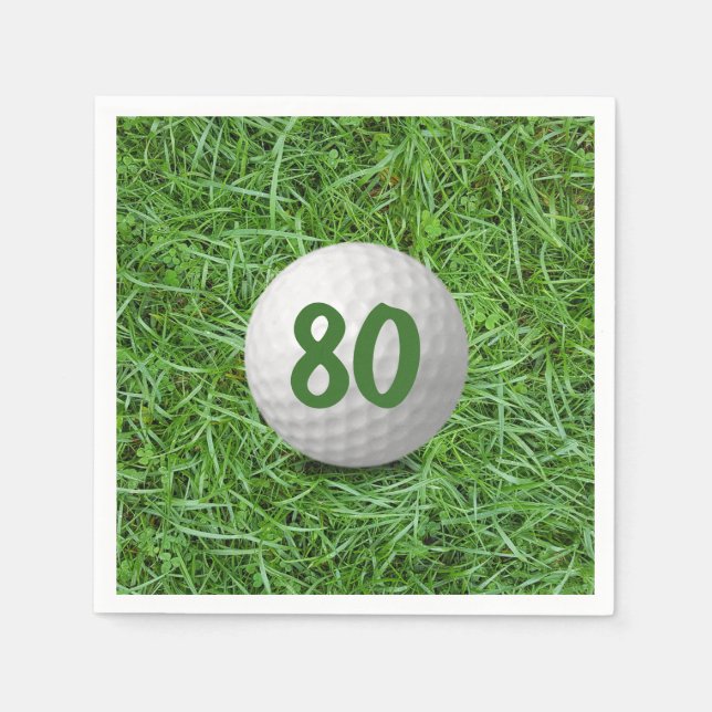 Golfball am 80. Geburtstag auf Grass Napkins Serviette (Vorderseite)