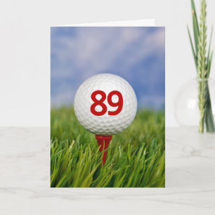 Golfball am 89. Geburtstag auf dem Roten T-Shirt Karte